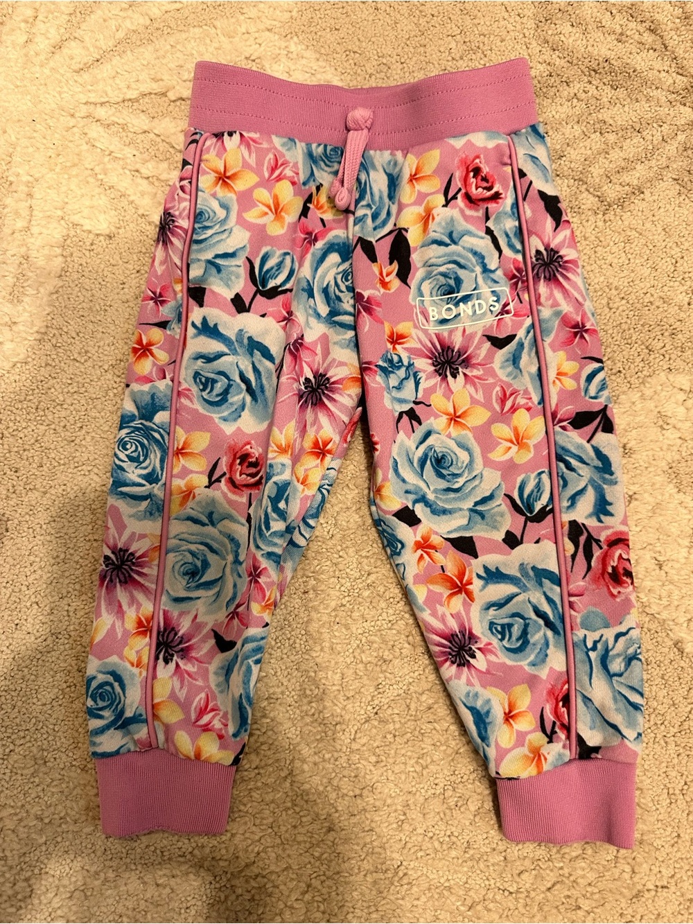 Bonds Pink Floral Jogger Pants Size 1 AUS